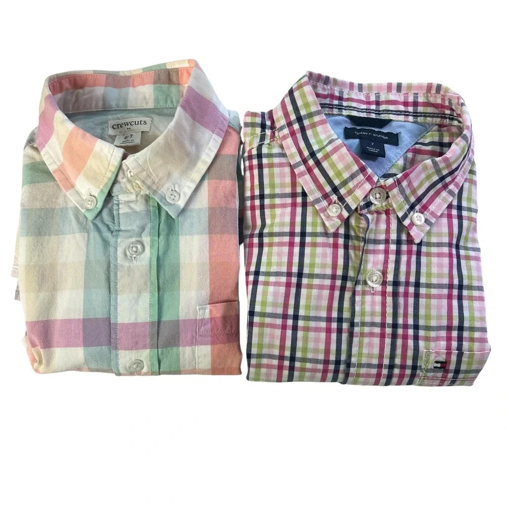 TOMMY HILFIGER CREW CUTS Dress Shirts Boys Size 7 Button Down Long Sleeve SPRING